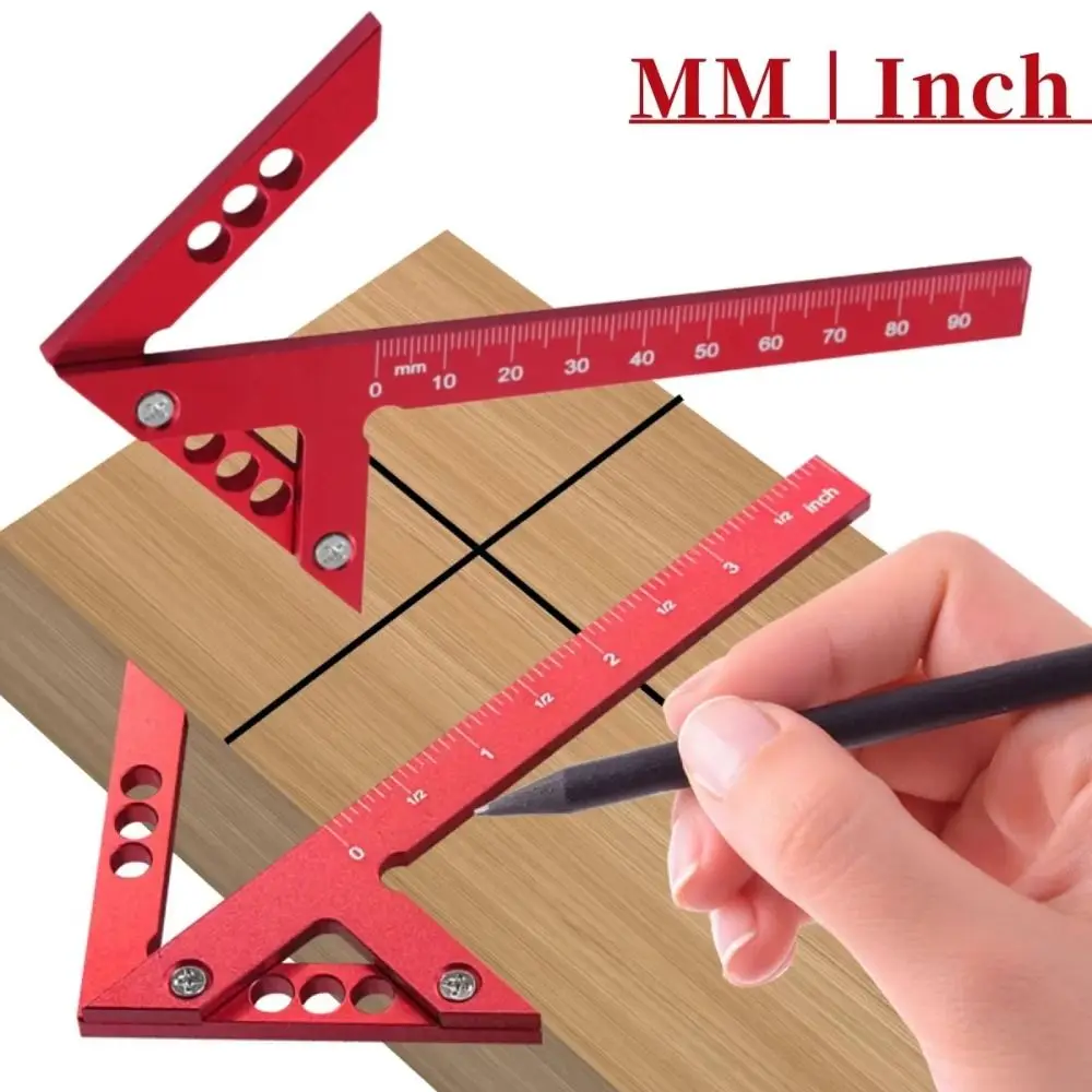 

Durable Aluminum Woodworking Circle Center Scribe 45/90° Portable Center Scribe Right Angle Line Gauge Wood Measuring Tool