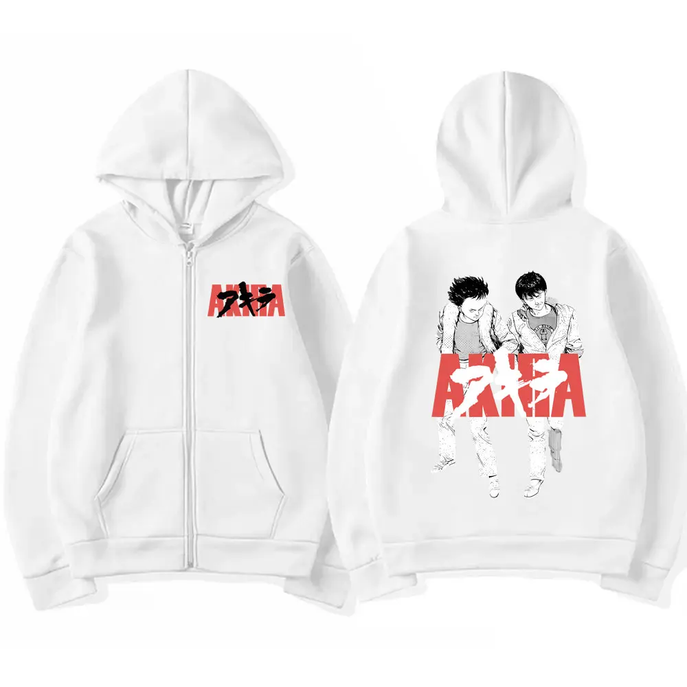 

Japanese Science Fiction Cartoon Movie Anime Akira Shotaro Kaneda Vintage Acid Zipper Hoodies Men Hip Hop Oversized Zip Up Coat