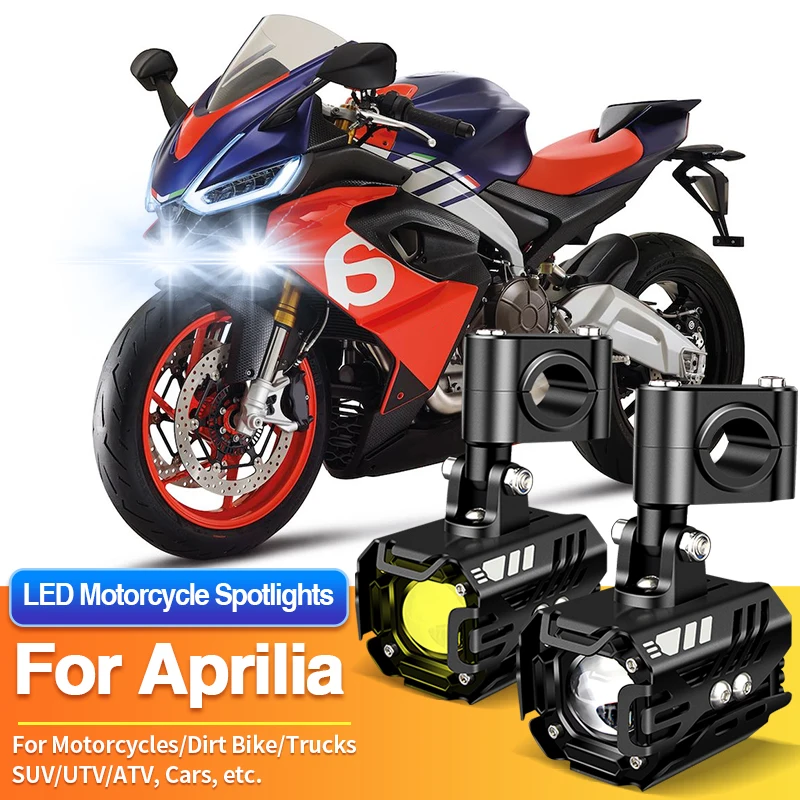 

1/2PCS Universal Motorcycles Headlight LED Fog Light Dual Color 12V Spotlights for Aprilia SR160 Motard/Tuono 660/Tuono V4 1100