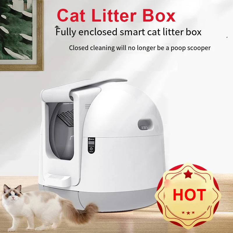 

2024 New Fully Enclosed Intelligent Cat Litter Box Export Type Anti Pinch Silent Large Capacity Automatic Cat Litter Box