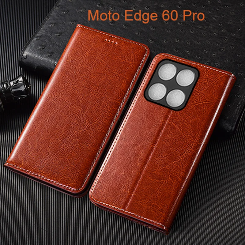Etui z prawdziwej skóry Crazy Horse do telefonów Moto Edge 30 40 50 60 60S 70 G84 G85 G86 Power Pro Neo Fusion Ultra — zdjęcie produktu 5