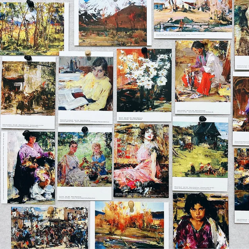 30 Pcs/Set Nicolai Ivanovich Fechin Oil Painting Postcard Art Greeting Card Retro Wish Gift&Message Card For DIY Decoration