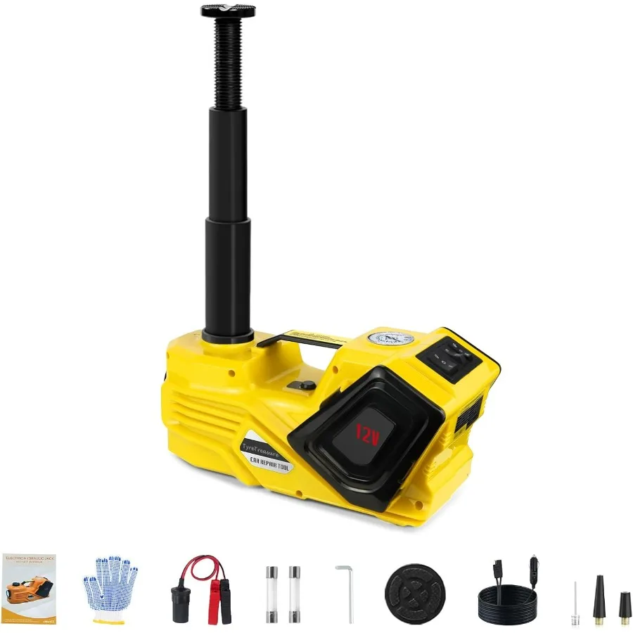 

Домкрат для электромобиля 5 тонн 12 В (диапазон подъема: 5,31-14,17 дюйма) с шиномонтажным насосом и светодиодной подсветкой для внедорожников/грузовиков/спортивных автомобилей/саданов/EVs Ef