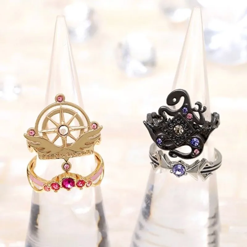 Puella Magi Madoka Magica Anime Ring Fashion Gold Color Rings Shine Zircon Design Cartoon Lady Jewelry Cosplay Accessories Gift