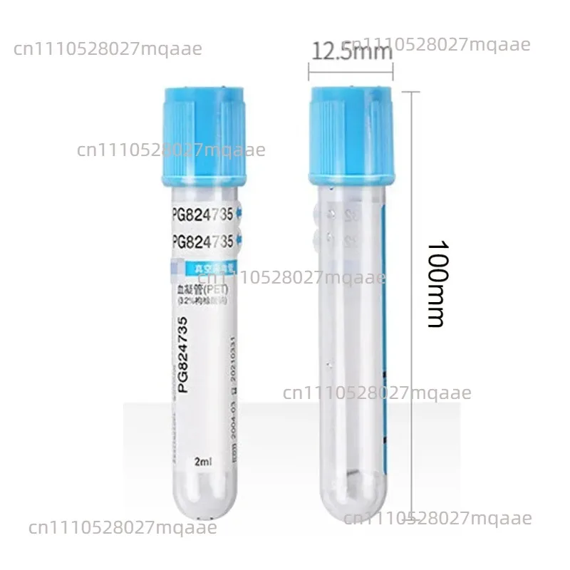 2/5/10ml Disposable Sterile Vacuum Blood Collection Tube Sodium Citrate 1:9 Laboratory Test Tube PET Tubes Blue Cap 100Pcs