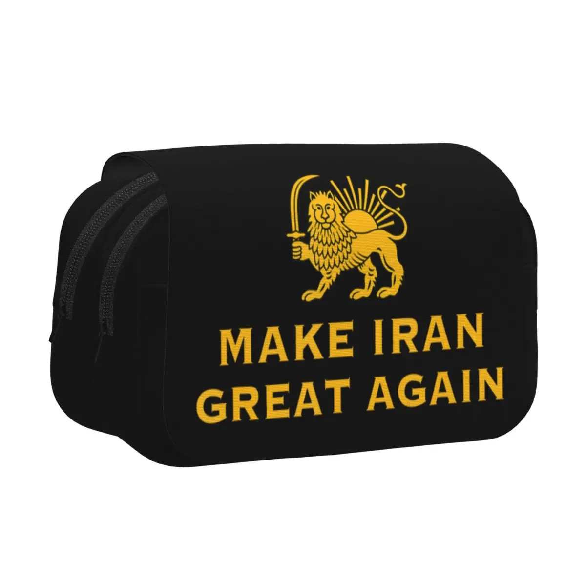 Double Clamshell Pen Case Fun Miga Make Iran Great Again Pencilcases Pen Holder Students School Zipper Stationery