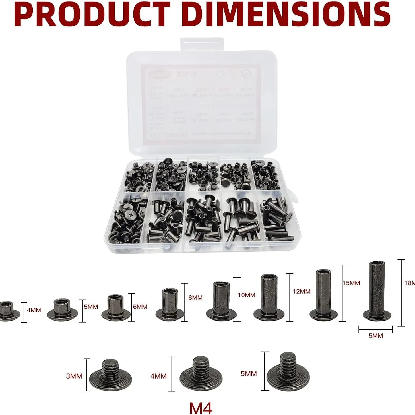 Screws Assortment Kit, Metal Rivets & Male Female Snap Fasteners, Leather Clothing Studs Assortment Set