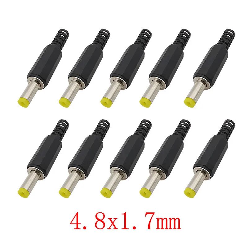 10Pcs/lot 4.8 x 1.7mm DC Power Male Plug Soldering Type Connector 4.8x1.7mm DC Plugs Adapter Connectors