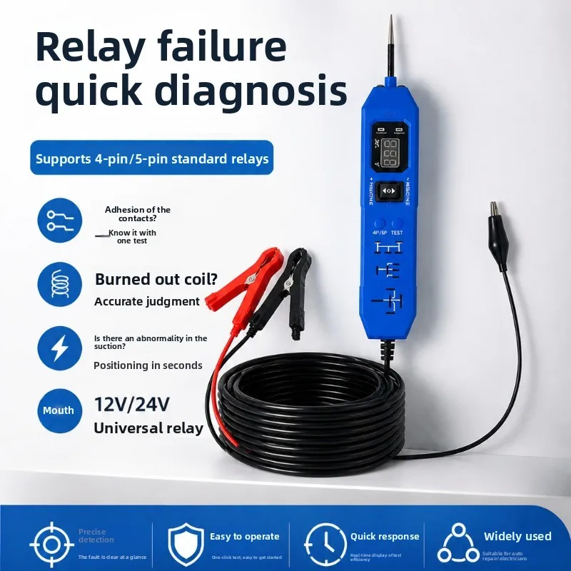 DW833 2-in-1 Automotive Circuit Tester Relay Tester 12V/24V Voltage Test Pen with LED Display Automotive Circuit Testing Tool