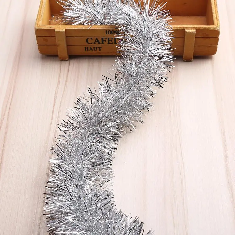 2 متر احباط بهرج الشريط جارلاند التفاف الشريط المطر على شجرة عيد الميلاد الحلي الزخرفية بهرج جارلاند 2024 حفلة السنة الجديدة #3