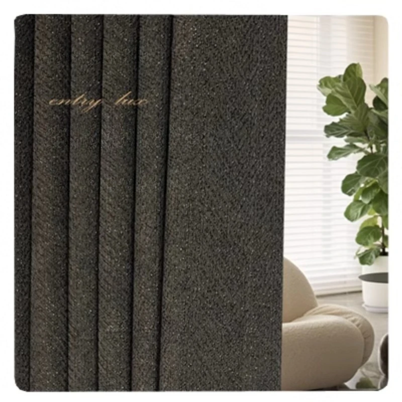 

Cotton and Linen Cream Blackout Luxury Curtains for Living Room Bedroom Dining Custom Classic Coffee Brown White Tulle Decor