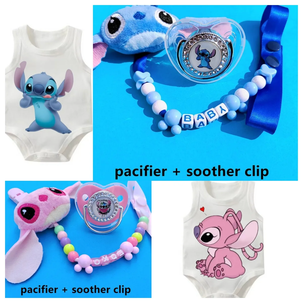 

2024 Hot baby pacifier clip 3D plush toy chain clip Baby sewing pattern personalized pacifier shiny baby silicone tether0-24M