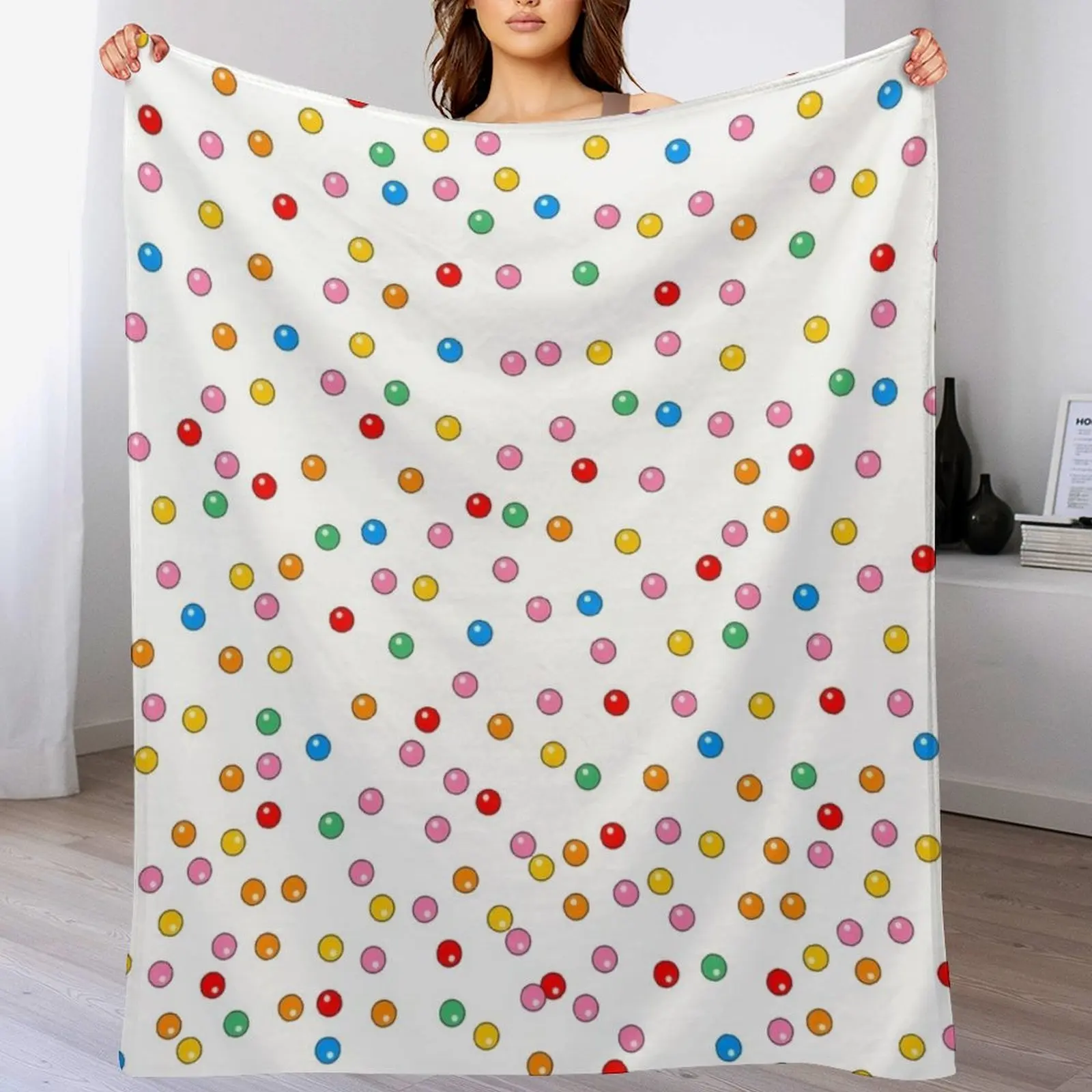 

Rainbow Gumballs White Throw Blanket Elegant Warm Throw Blanket for Hotel Home