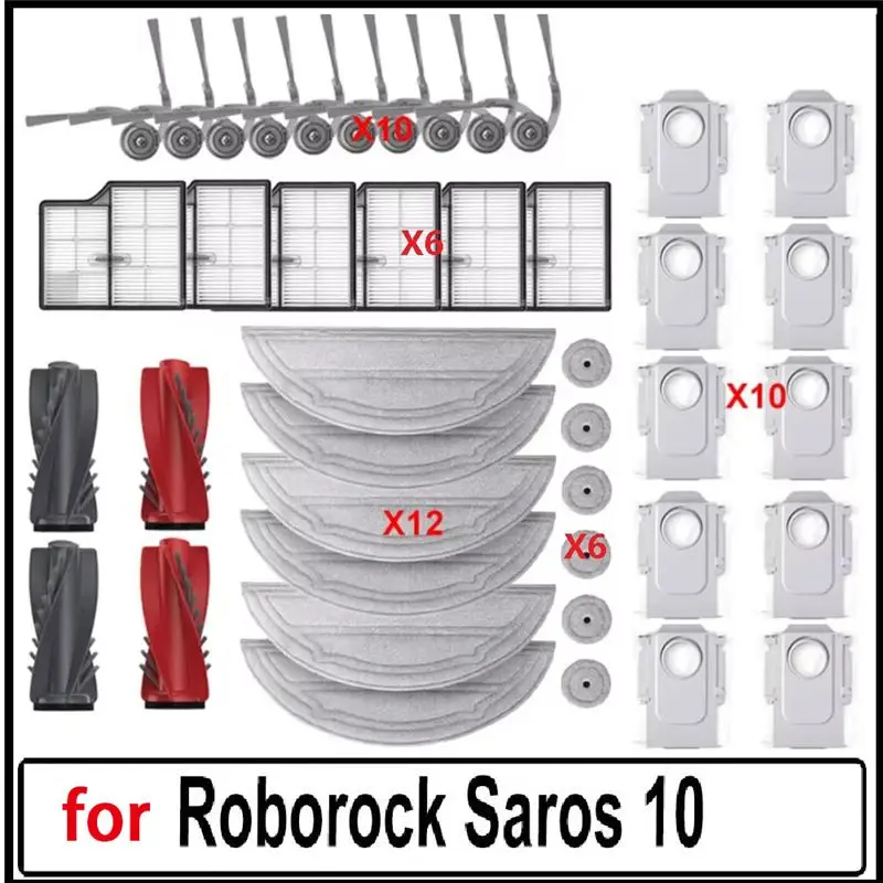 

Аксессуары A33F для Roborock Saros 10: основная щетка, боковая щетка, HEPA-фильтр, запчасти для робота-пылесоса