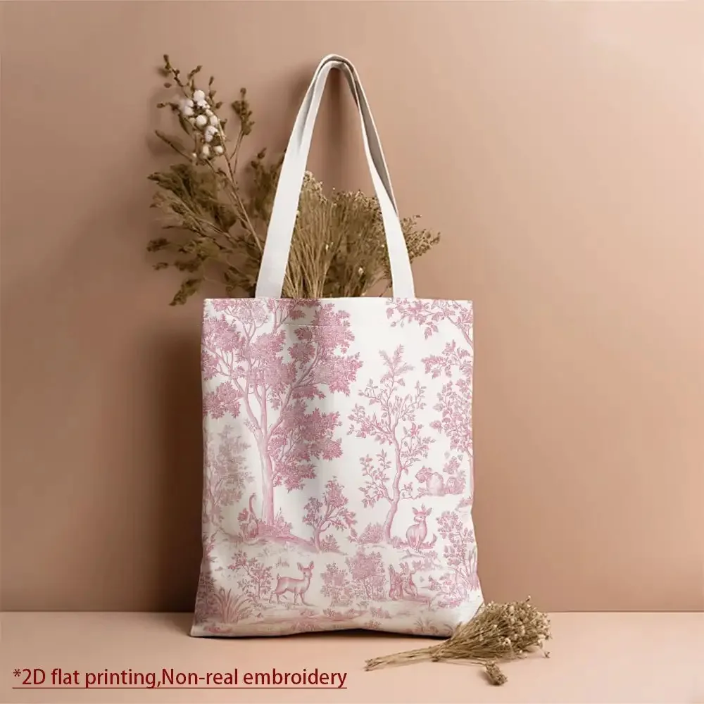 A Pink Tui print canvas tote bag, suitable for daily use, shopping, school, and travel