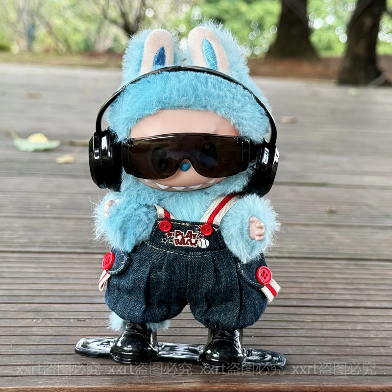 

Labubu Streetwear Overall Set for 1st/2nd/3rd Gen 17cm Dolls Cool Headphones & Skateboard Accessories with High-Energy 3.0 Style