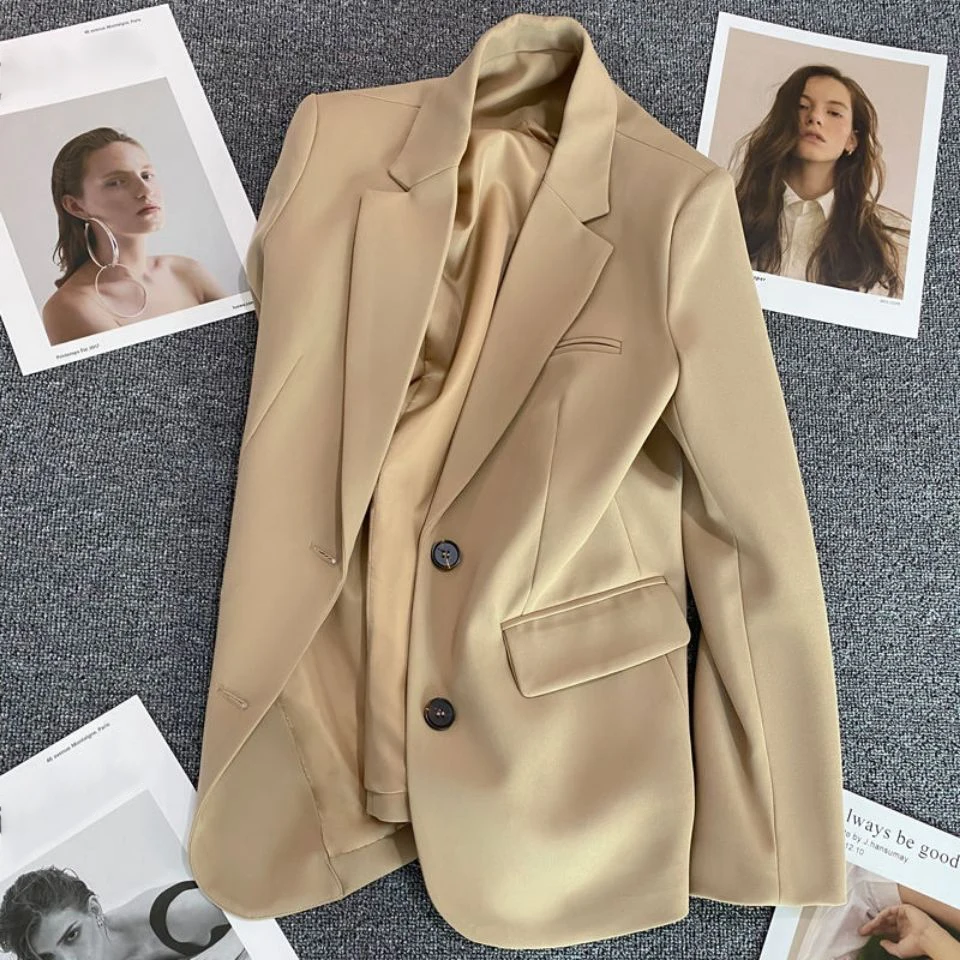 Autumn Solid Color Blazer Jacket Women 2024 New Classic Button Up Long Sleeve Blazers Vintage Fashion Casual Outerwear Femme