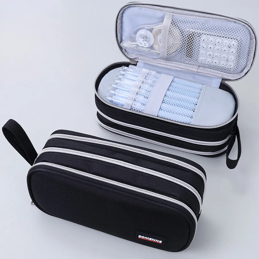 

Трехслойная простая коробка для канцелярских принадлежностей большой емкости, многофункциональный органайзер для канцелярских принадлежностей, ящик для хранения студентов