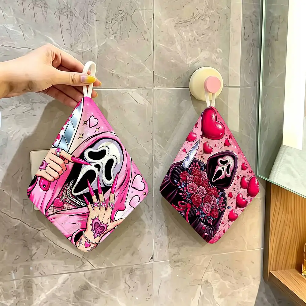 S-SCREAMS Horror Movie Multi-scene Polyester Cotton Towel, Hanging Hand Wiping Cloth for Kitchen Bathroom Hotel