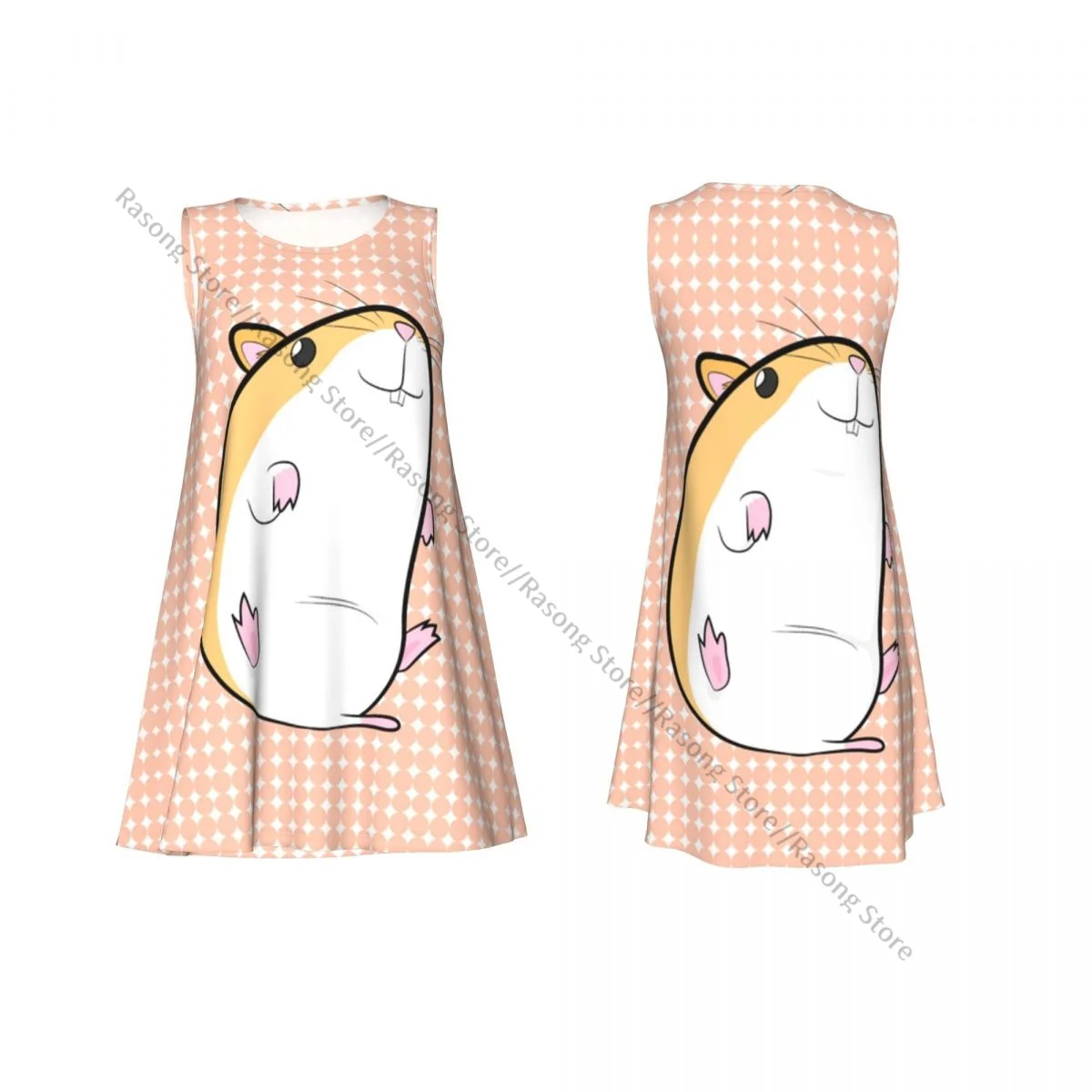 Women's Dress Cute Hamster Background Summer Casual T Shirt Beach Cover up Tank Dress