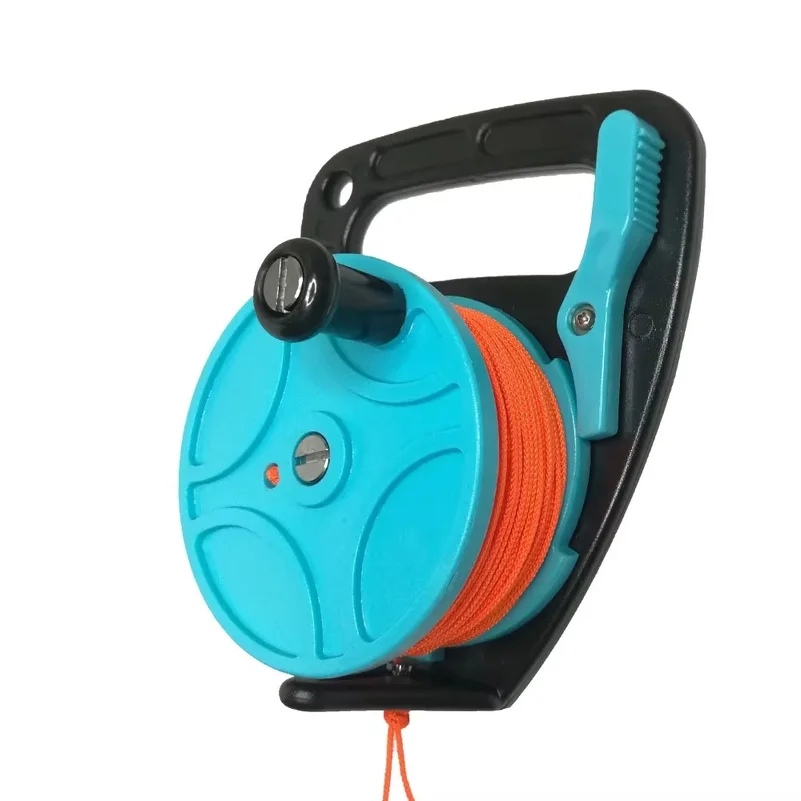 150ft/46M Rope Scuba Diving Reel Spool with Handle Thumb Stopper Clip Hook for Underwater Scuba Diving Diver Snorkeling Water