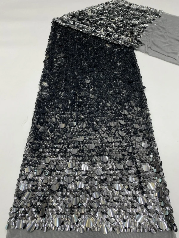 

2025 New African French Nigerian High End Lace Fabric With Sequins Mesh for Embroidery Wedding Party Bride Sewing Dress