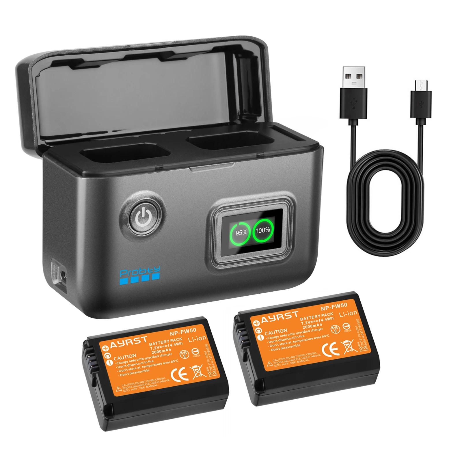 2000mAh NP-FW50 Battery And Fast Charger For Sony ZV-E10, A7, A7R, A7RII, A7II, A7SII, A7S, a3000, a5000, a6000, a6300, a6400