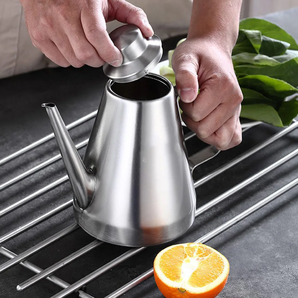 

Premium Stainless Steel Oil Bottle Smooth Bottom Reusable Cooking Oil Dispenser Kitchen Seasoning Storage Soy Sauce Container