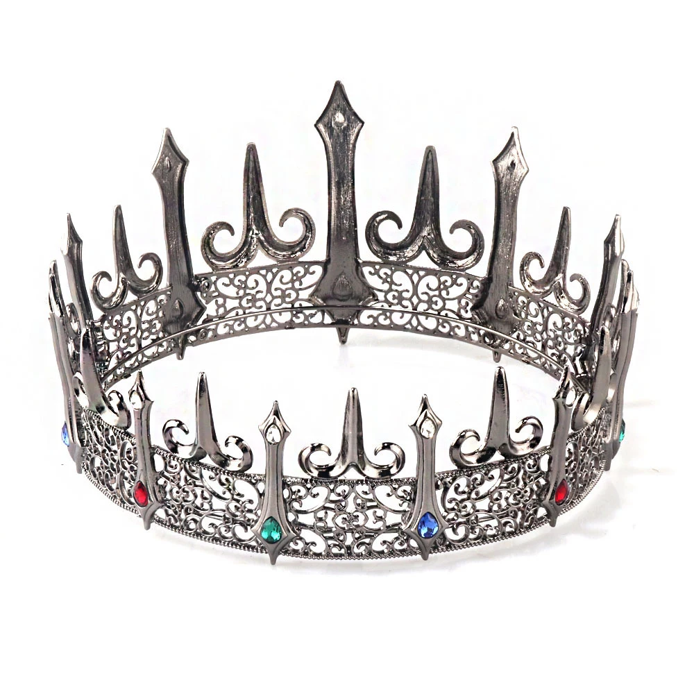 Hot New Gothic Style Hair Crown King  Prince Tiaras Stage Show Drama Festival Hair Accessories