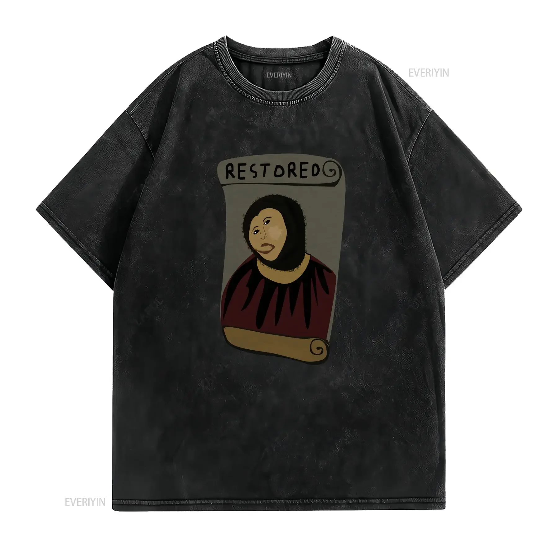 Ecce Homo T Shirt Jesus Art Restoration Fail Jersey  vintage Washed Breathable Unisex fashion graphic streetwear Stylish Soft