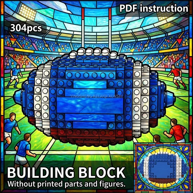 DIY Sports Match Game Ball Construction Set Rugby Athlete Fan Gift Building Bricks Toy