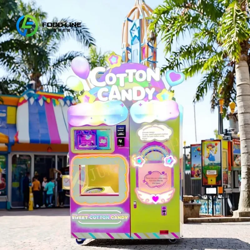 Customized New Wholesale Cotton Candy Vending Machine SDK Function High Quality Candy Confections Source Amusement Park Use