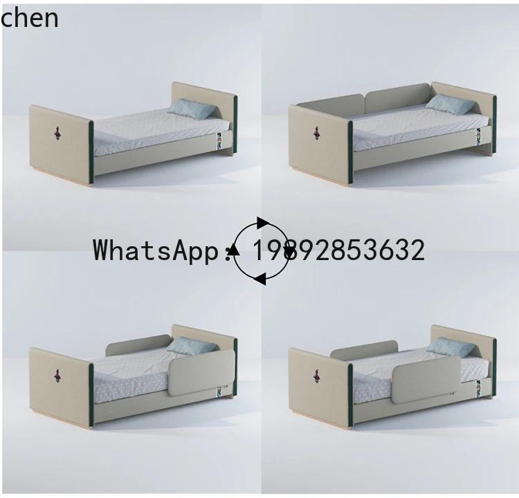 

splicing single bed with guardrail soft bag solid wood multi-function widened side bed