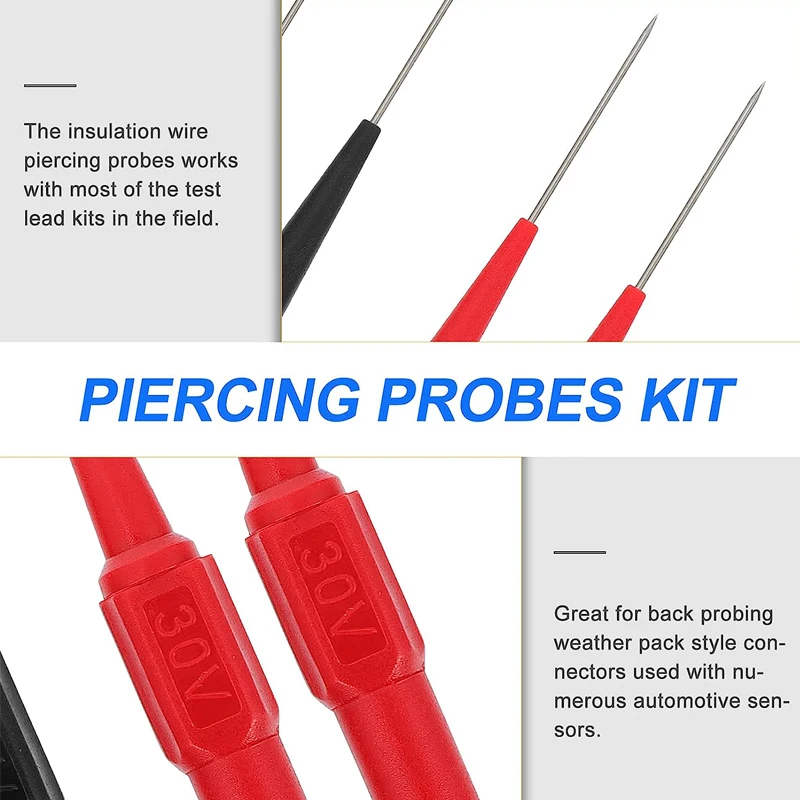 30V Diagnostic Tools Multimeter Test Lead Extention Back Piercing Needle Tip Probes Autotools Automotive Kit Machine 0.7MM