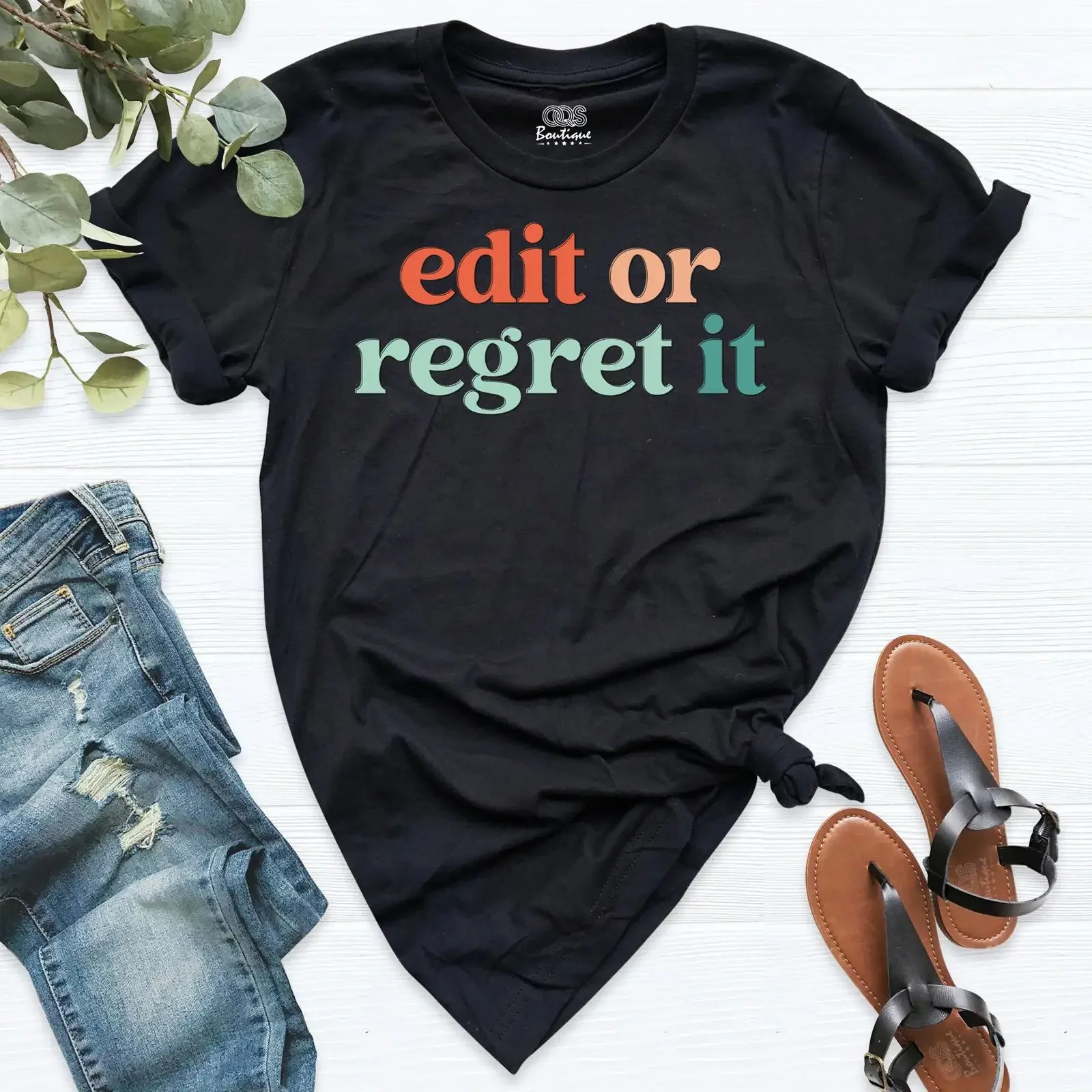 Edit Or Regret It T Shirt Funny for Editor English Teacher Writer Photographer Grammar Lover Casual vintage Washed Breathable