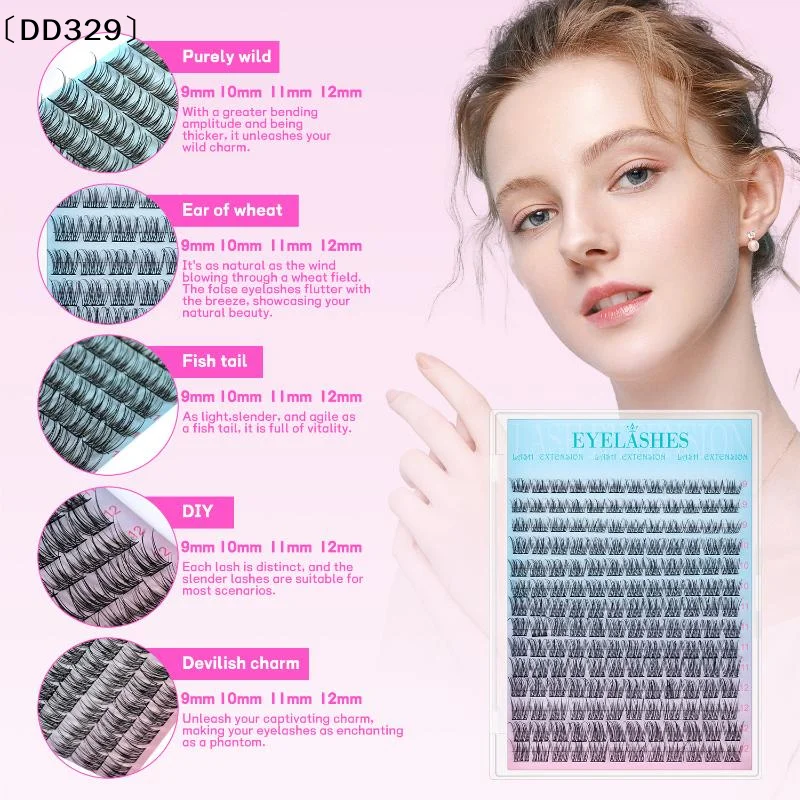 Eyelash Extension Kit Black Lash Clusters Cosplay Natural Individual Lashes Kit Strong Hold With Lash Bond Seal Tweezers〔DD329〕
