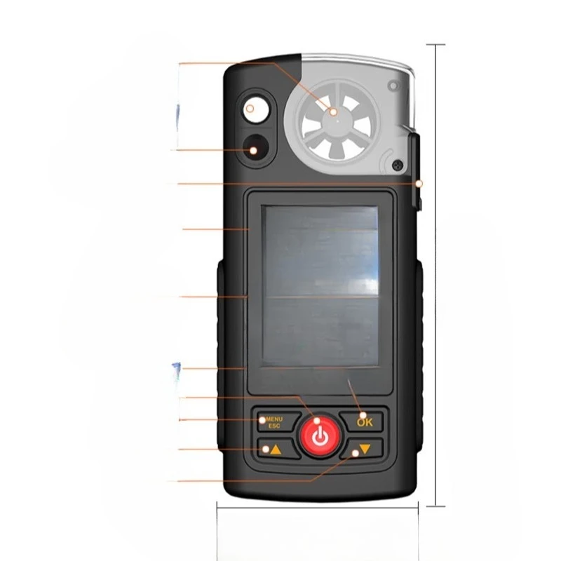 

High Precision Handheld Meteorometer Pressure Temperature Humidity Irradiance Ultraviolet Multifunctional Anemometer