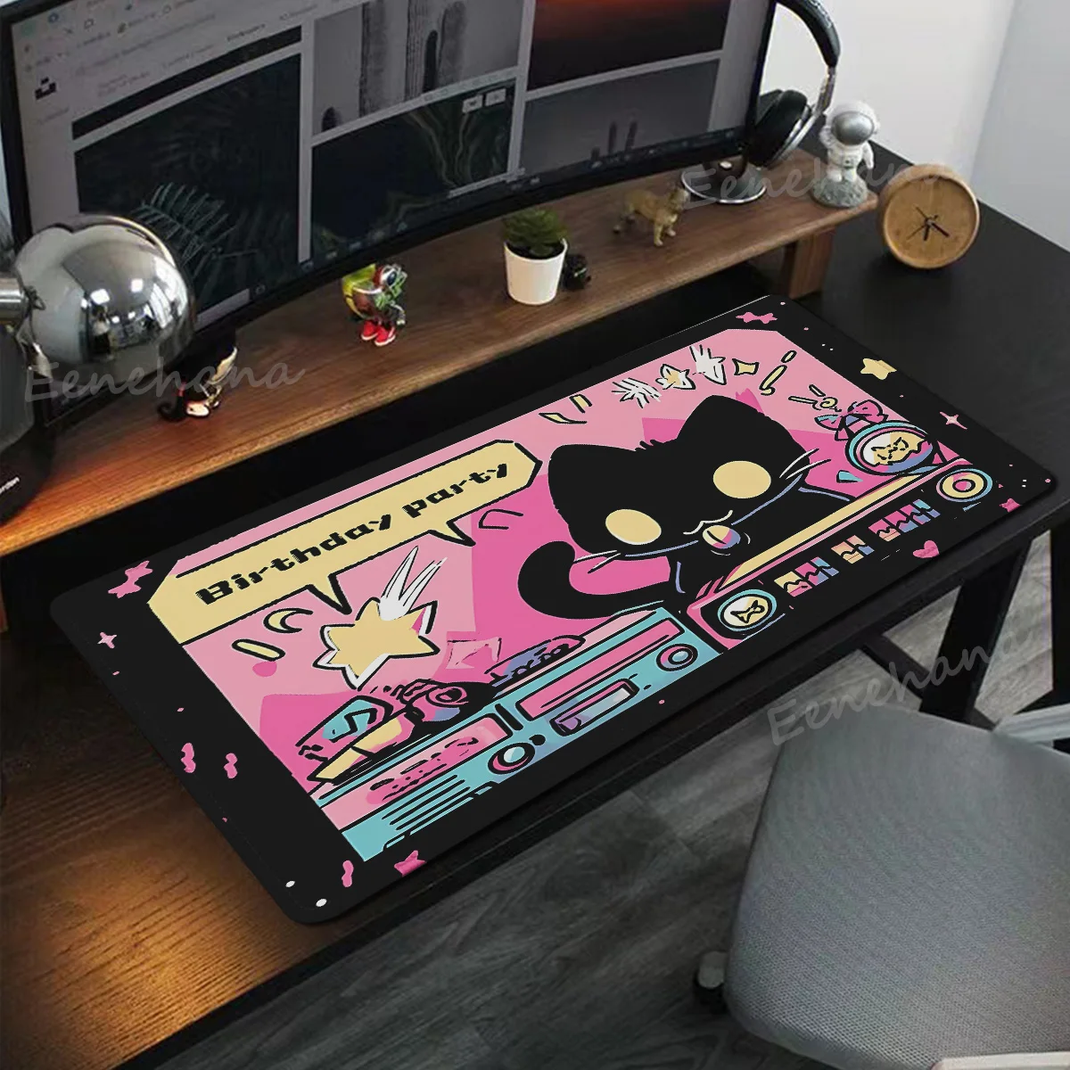 

Black Cat Clouds Fast Delivery Keyboard Pad Lock-edge Extended Mousepad Kawaii Pink Purple Office Desktop Protection Pad XXL Rug