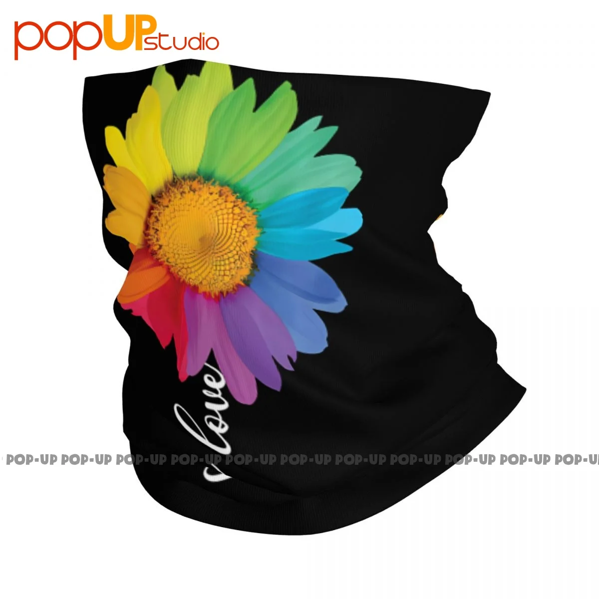 Daisy Love Is Love Rainbow Sunflower Lgbt Gay Lesbian Neck Gaiter Bandana Scarf Face Mask