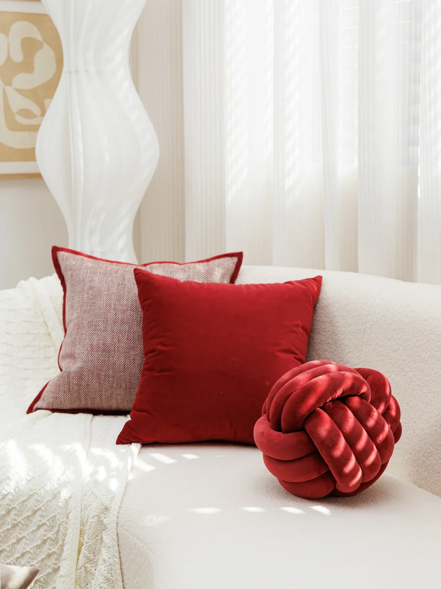 Mistywood Wedding Red Pillow Modern Simple Style Bedroom Living Room Decorative Cushion New Couple Celebration Gift
