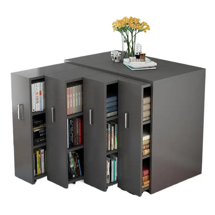 

Bookshelf push-pull dustproof multi-function floor-to-ceiling storage cabinet against the wall household large-capacity