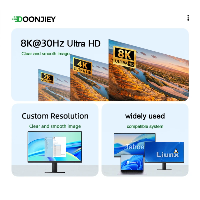 DOONJIEY Type-C Virtual Display Adapter 8K@30Hz 4K@60Hz USB C DDC EDID Dummy Plug Headless Ghost Display Emulator for Remote