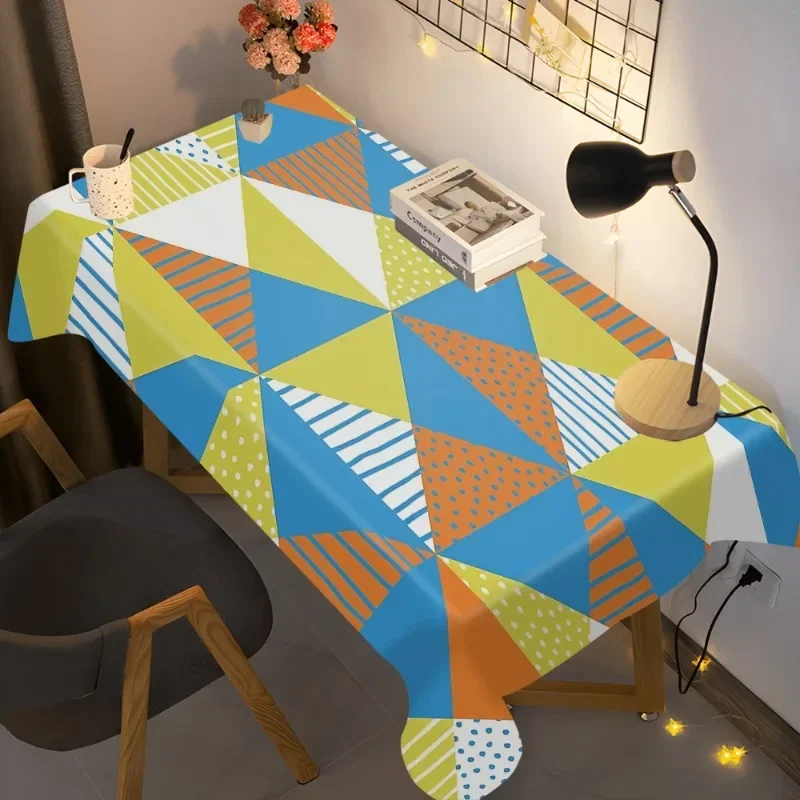 Product: 1 piece of tablecloth, geometric pattern printed design, polyester tablecloth, durablezyc