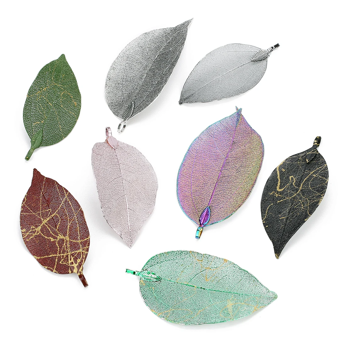2pcs 3/4/6cm Leaf Vein Pendant Leaves Colorful Charms Jewelry Making DIY Necklace Choker Earring Hairpin decoration Accessory