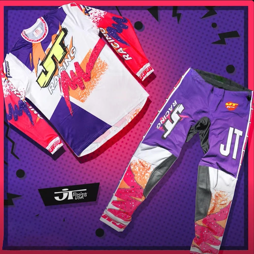 

New MX Motocross 90s Swash Paint Jersey Pink Jtracingusa Long Sleeved And Long Pants Combination Set Men's Racing Cycling Suit
