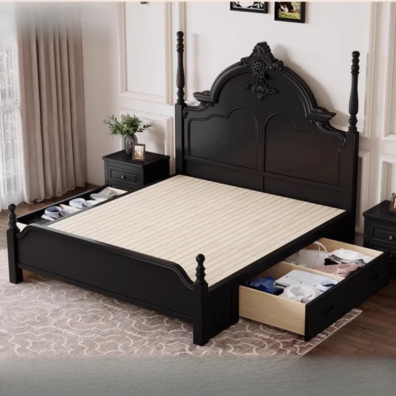 Fashionable Relax Wood Muebles Furniture Nordic Aesthetics Bed Frame King Double European Cheap Lazy Designer Bed Comfortable