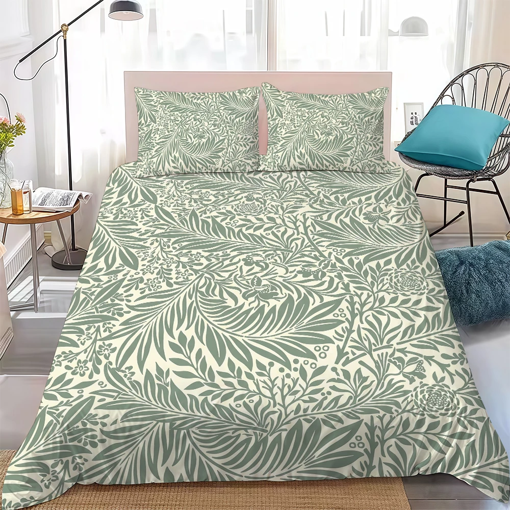 William Morris Neoclassical Floral Duvet Cover Set Home Style Bedding Soft Laundry Cotton Bed 3 Piece Set Student Dormitory Gift