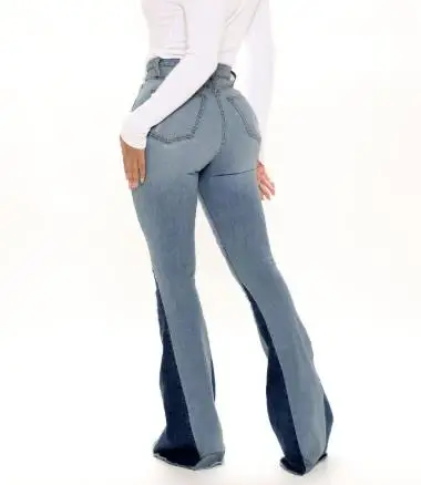 Jeans évasés pour femmes, vente directe du fabricant, à la mode, décontractés, déchirés, délavés avec trous