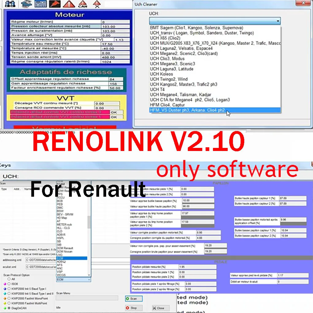 New Renolink V2.10 Software For Renault Car Diagnostic Auto Tool ECU Programmer Air-bag Reset for Renault V1.99 V1.87