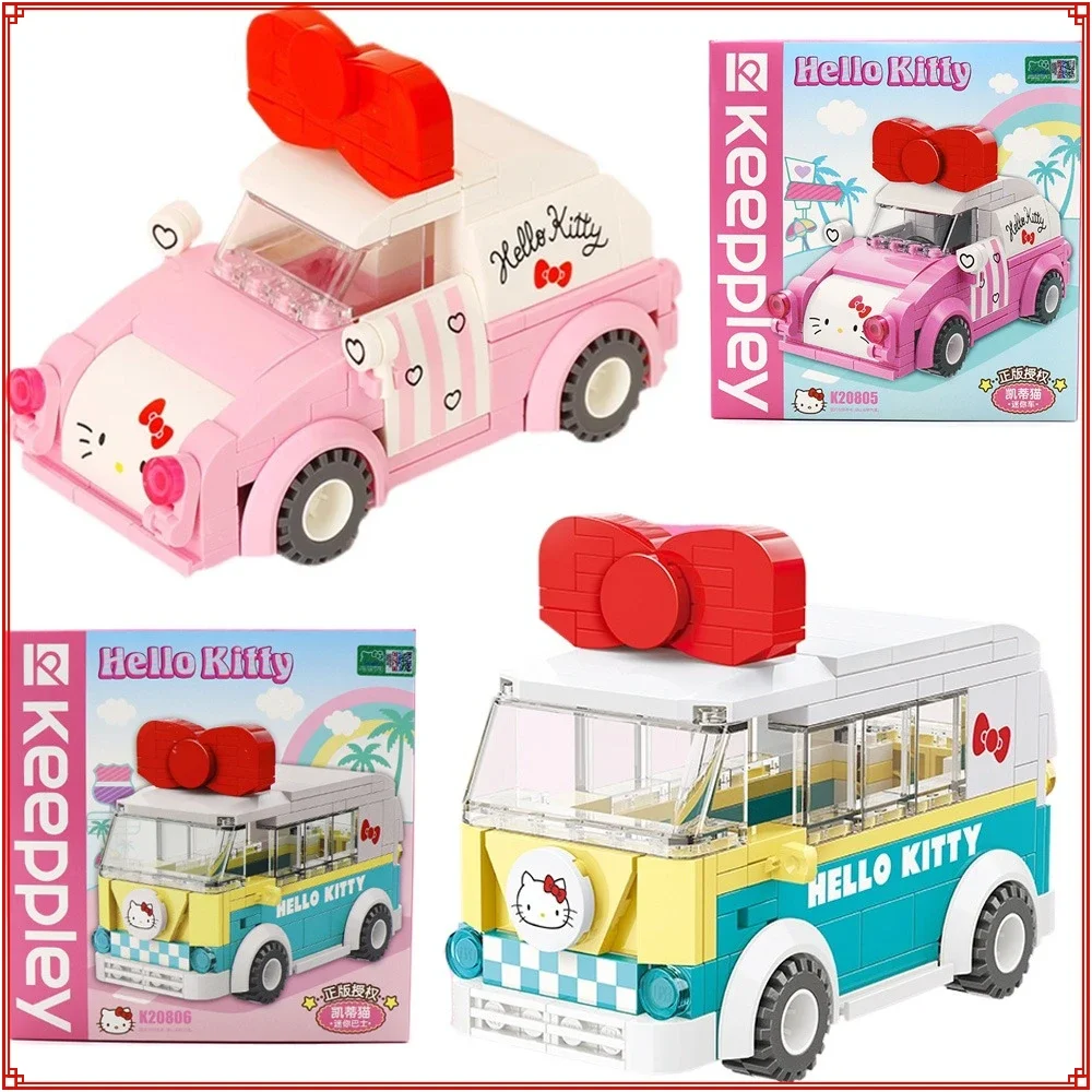 

Keeppley HelloKitty Mini Bus Assembly Building Blocks Cartoon Anime Peripheral Model Toys Desktop Decoration Kids Holiday Gifts